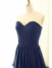 Side Draped Navy Blue Chiffon Fabulous Long Bridesmaid Dress